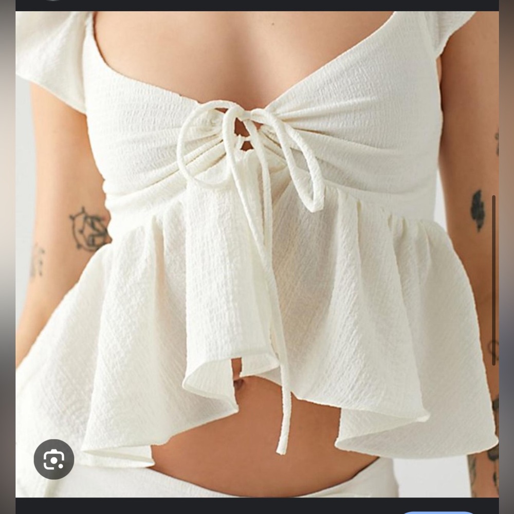 urban outfitters UO Sierra Keyhole Babydoll Blouse in white